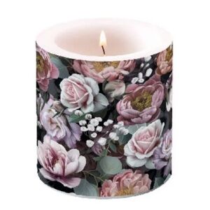 NEW- Ambiente Small Vintage Flowers Black Candle